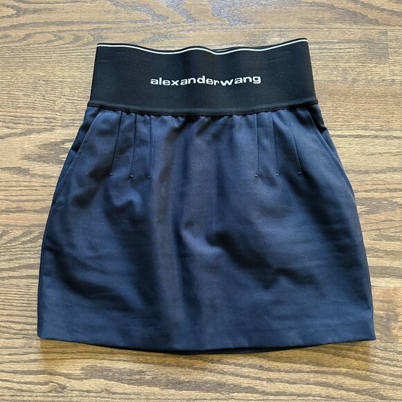 Alexander Wang Dresses & Skirts - Alexander Wang Navy & Black Logo Elastic Mini Skirt